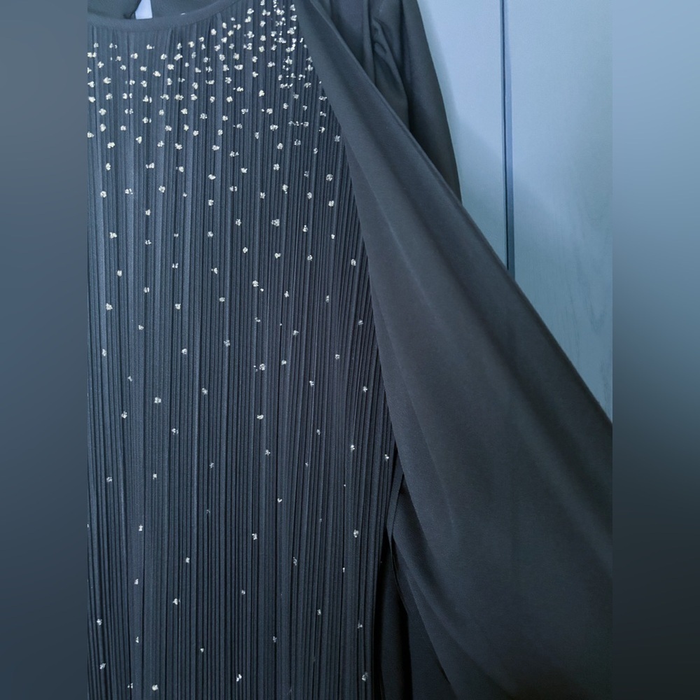 Vintage Black Sparkle Pleated Dress 22W Dark Fairy Witch Vampire Goth Core - Picture 3 of 7